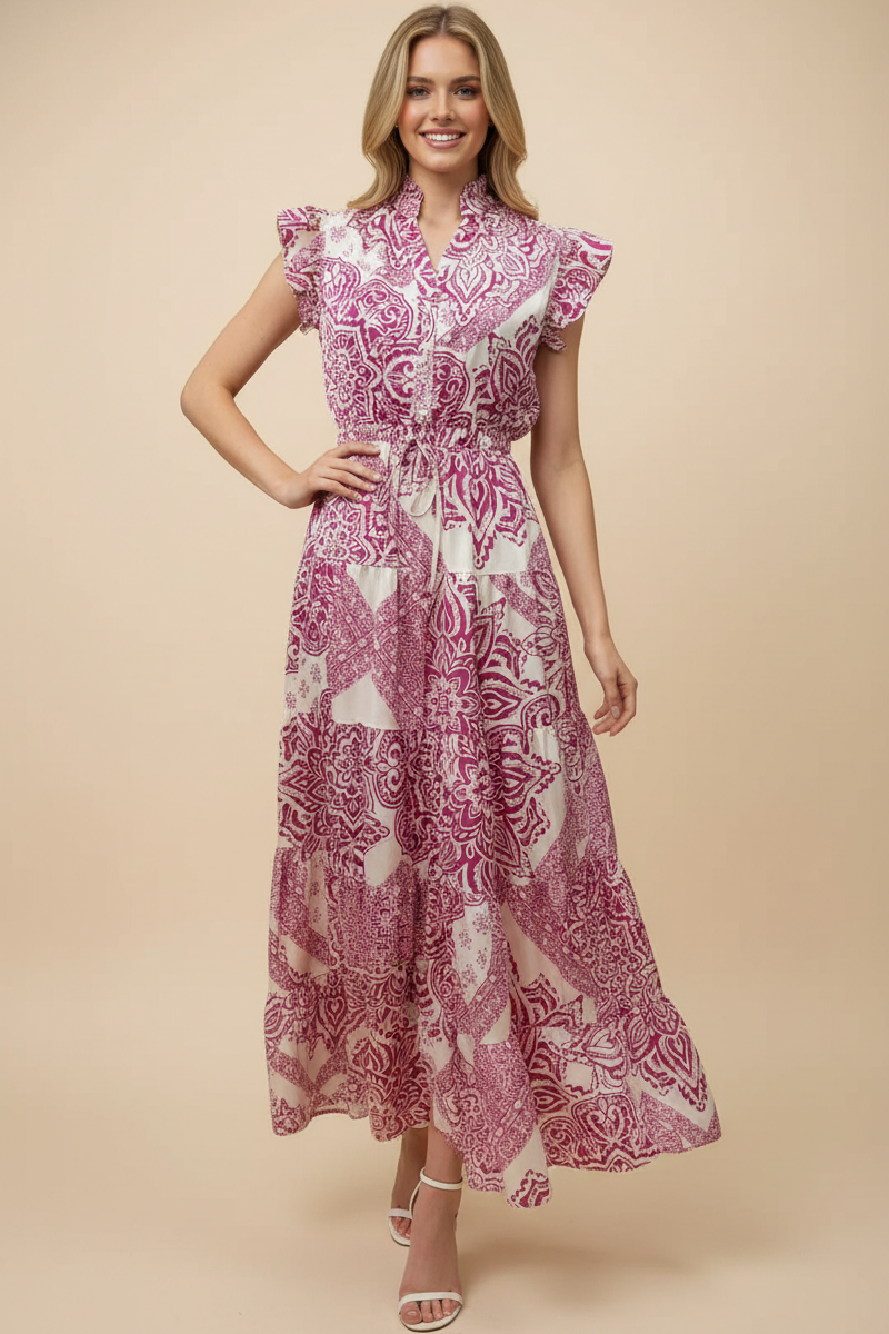PAISLEY PRINT MAXI DRESS
