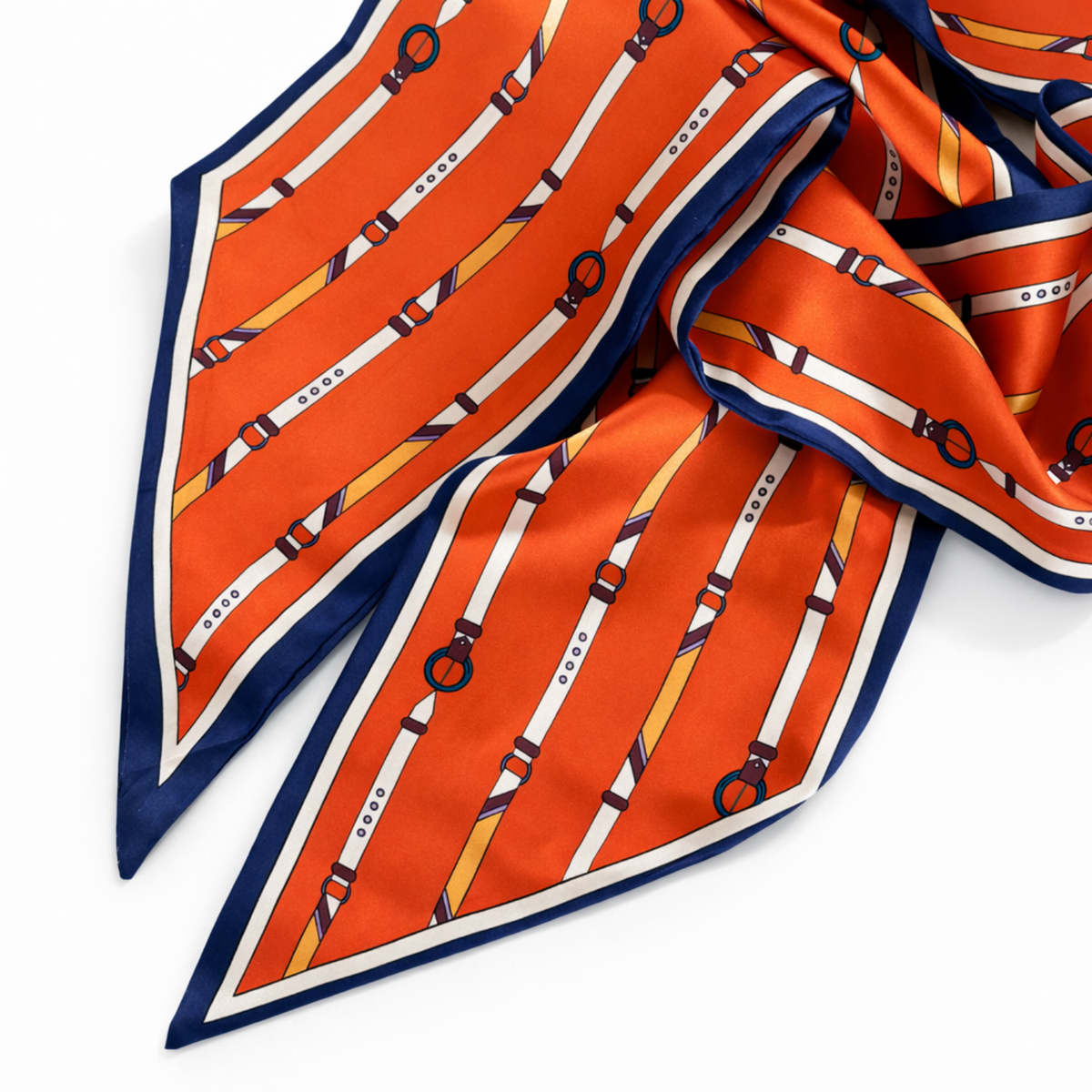 Saddle Stripe Silky Jumbo Twilly Scarf – Classic Equestrian Elegance