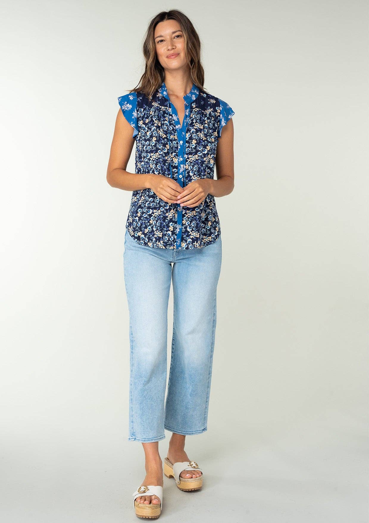 Floral Flutter Sleeve Blouse