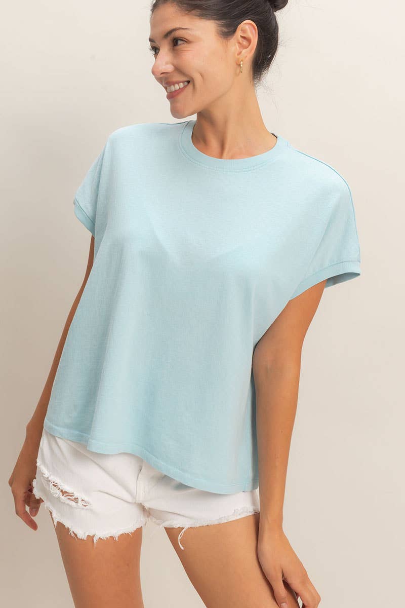 Capped Sleeve Mineral Wash T-Shirt