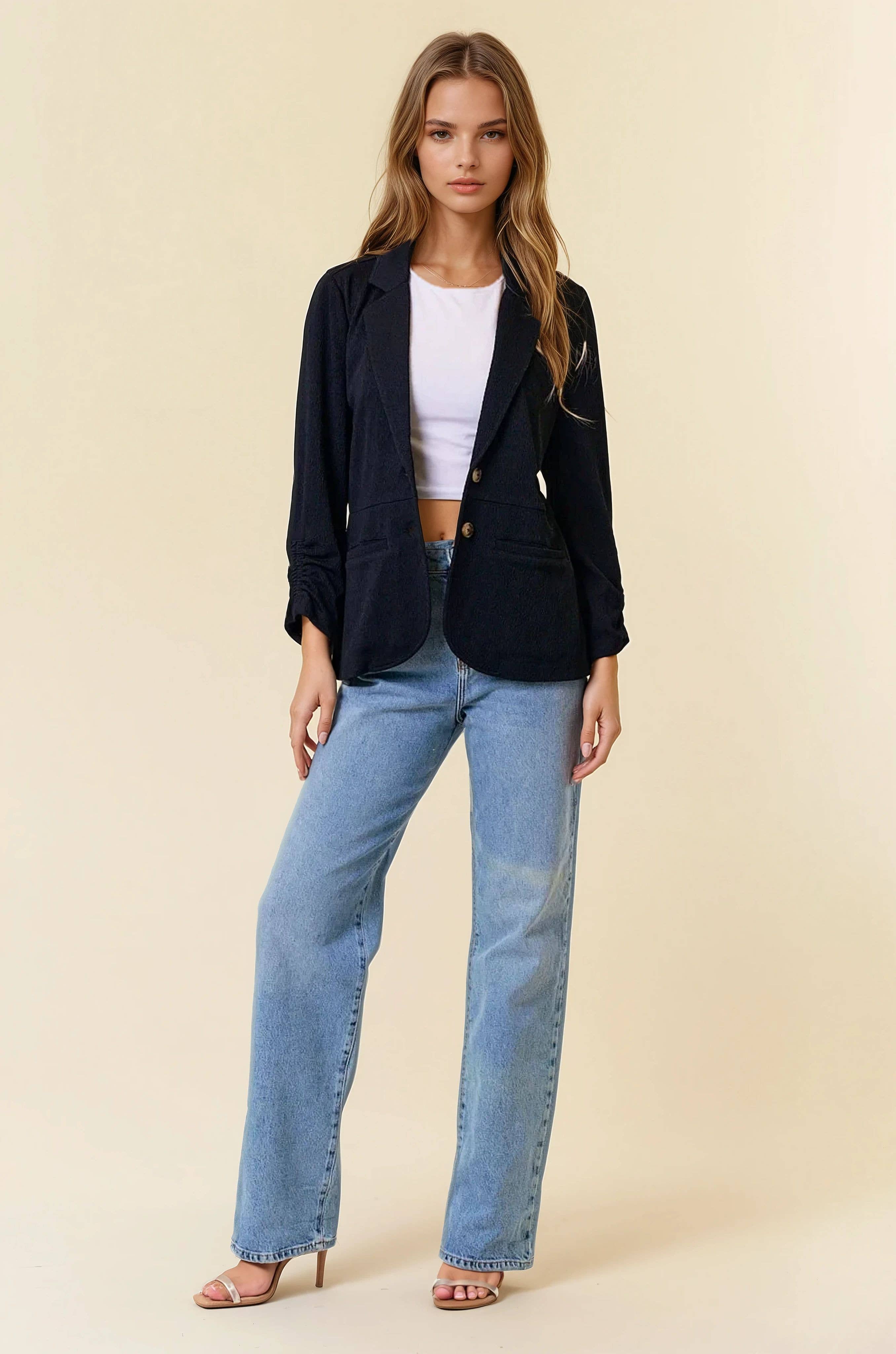 Cinched Sleeve Blazer