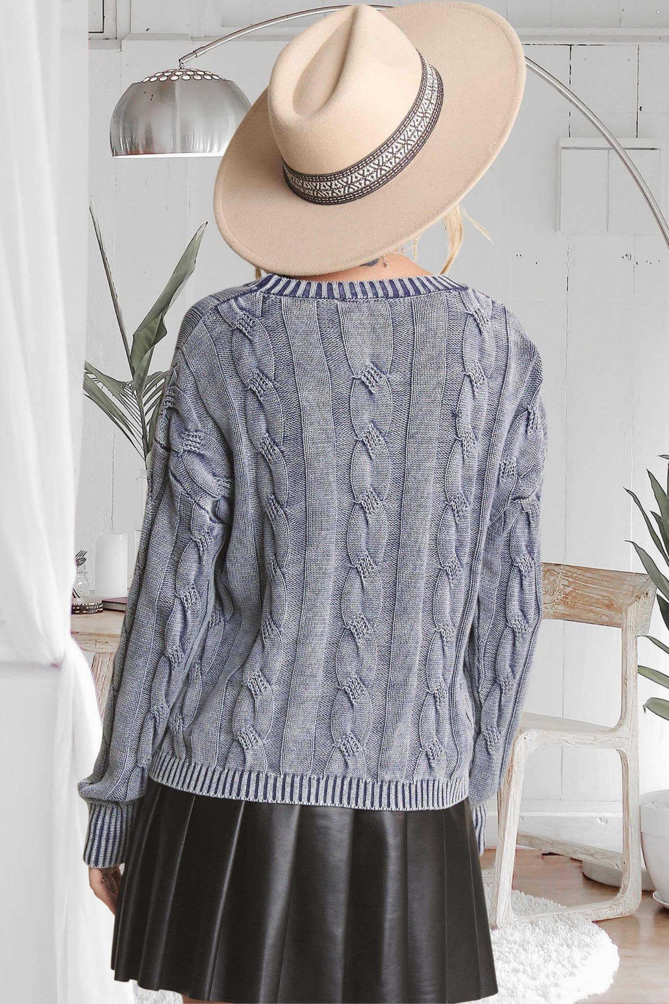 MINERAL WASHED CABLE KNIT