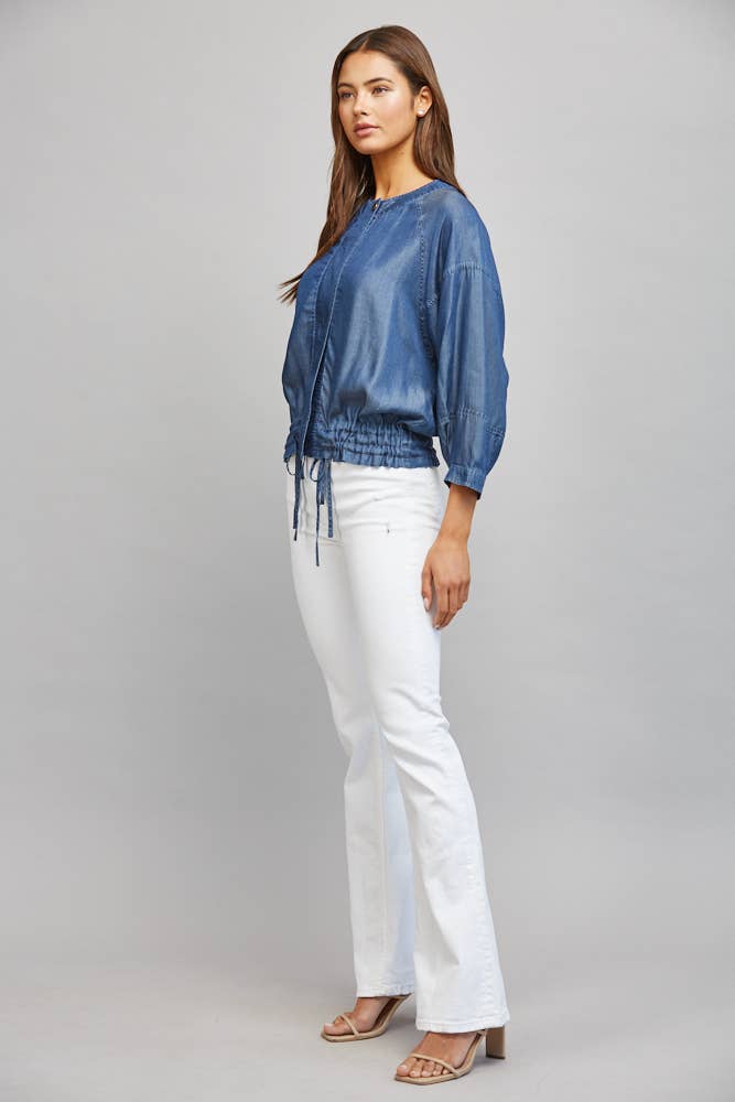 ADJUSTABLE HEM 3/4 SLV TENCEL JACKET FJ74099