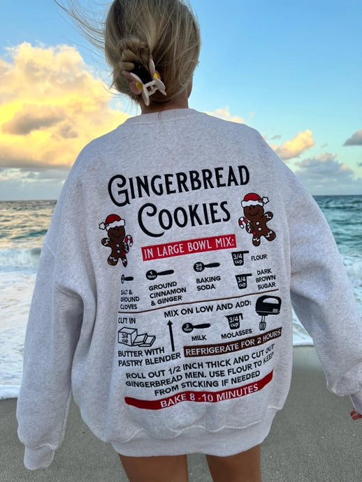 Gingerbread Recipe Christmas Embroidery Sweatshirt - Preorder