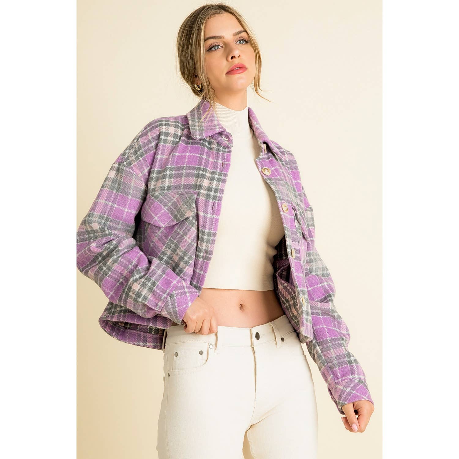 Plaid Cropped Shacket