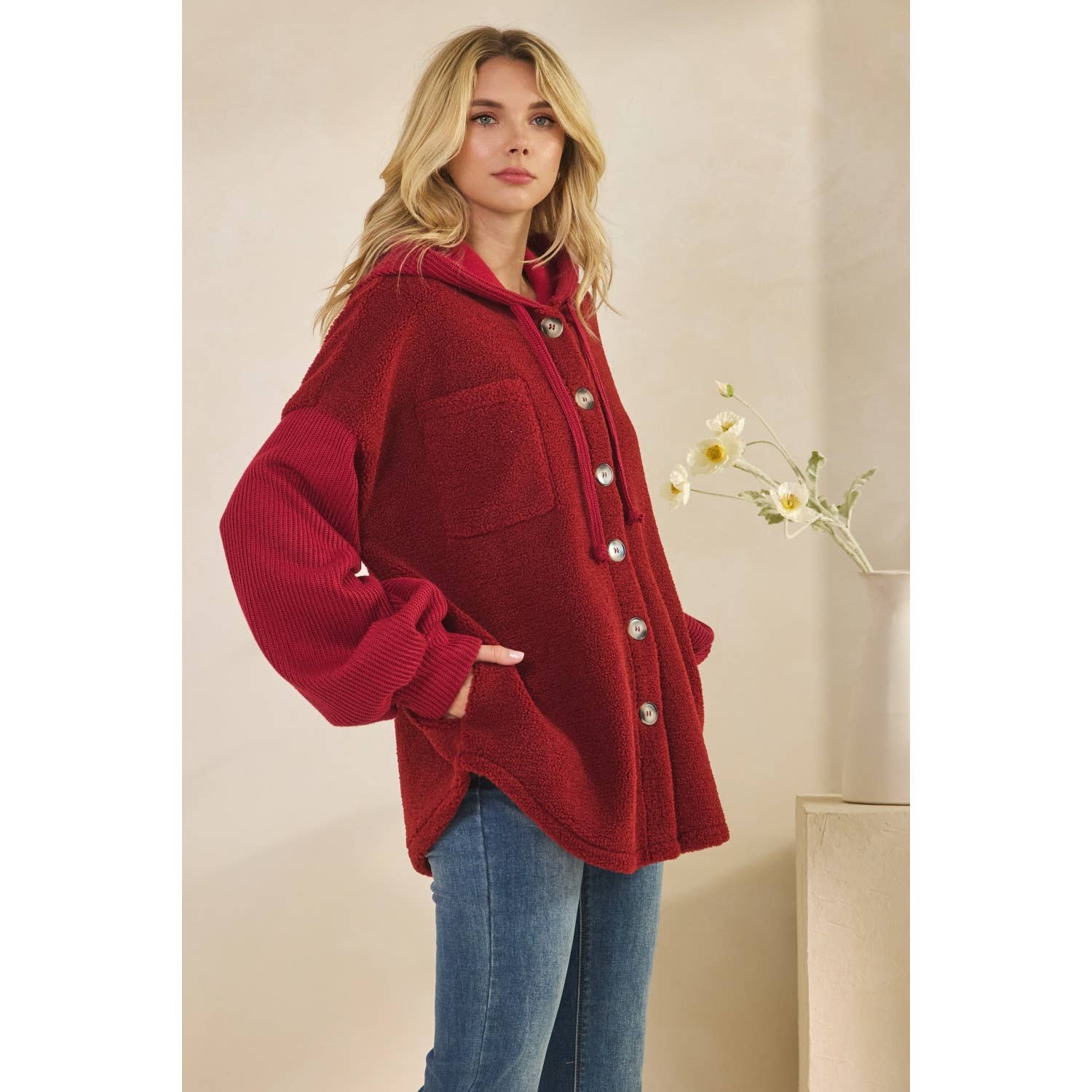 Rib Sherpha Hooded Shacket