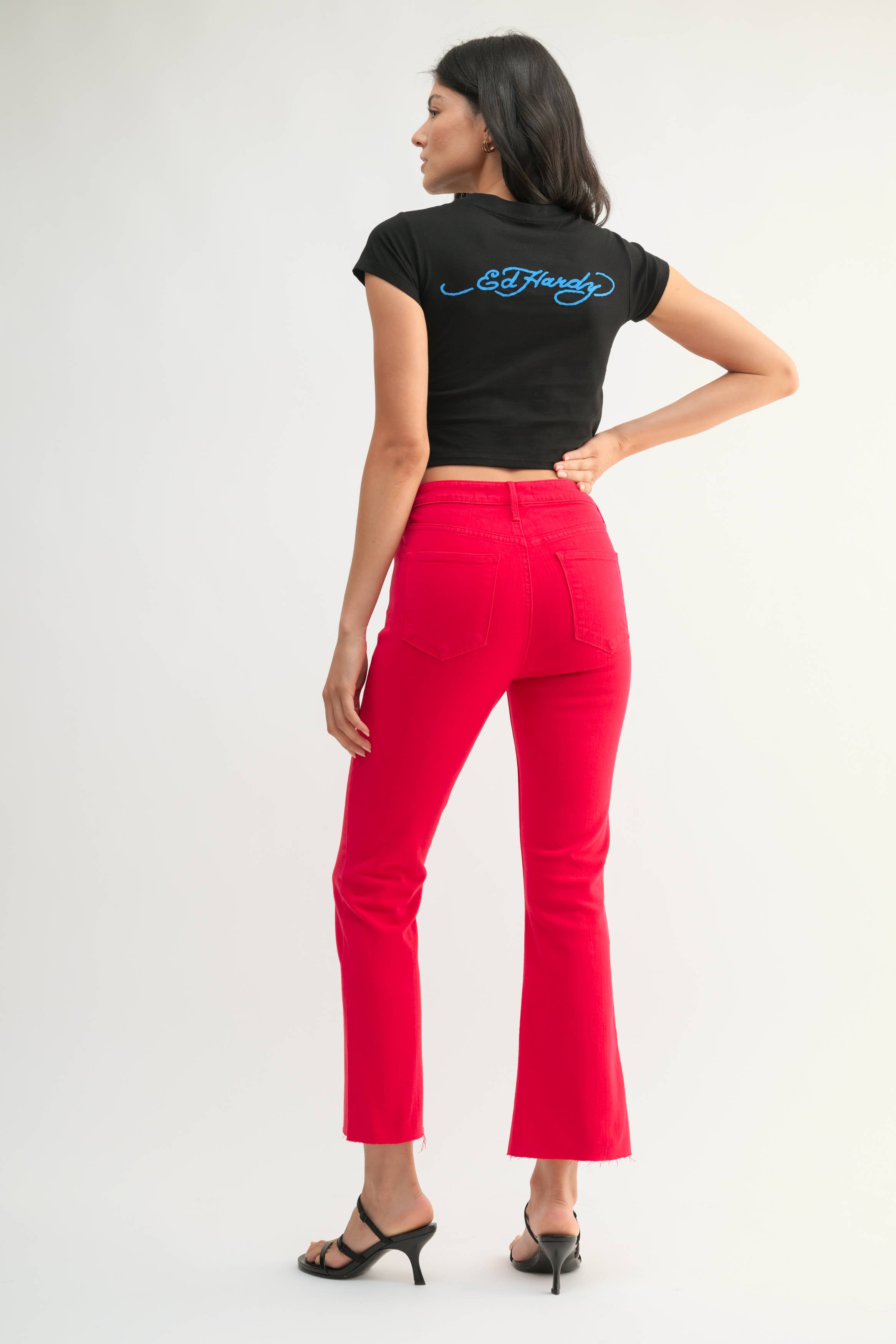 VINTAGE RED High Rise Crop Flare