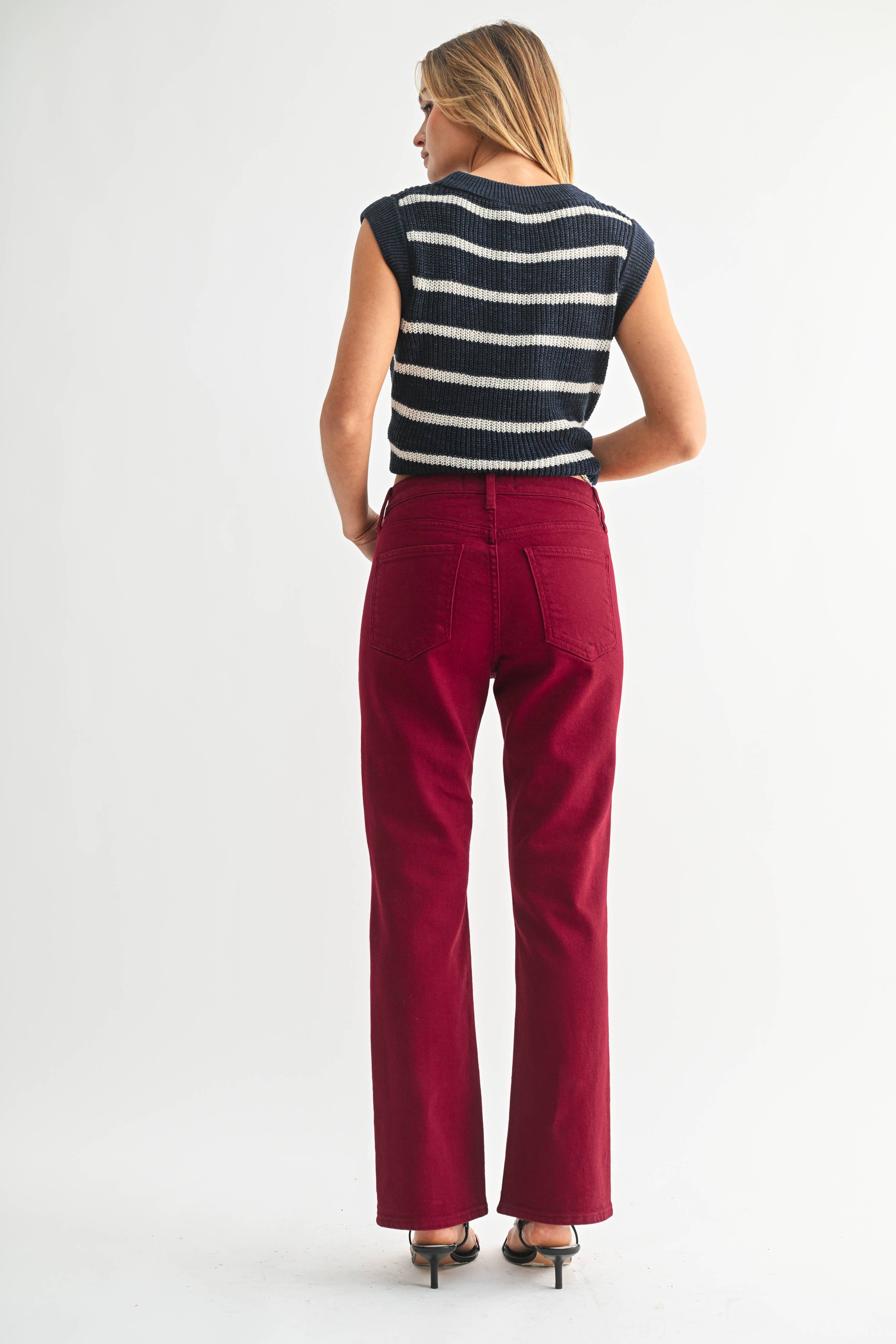 Slim Cropped Bootcut-DK Cherry