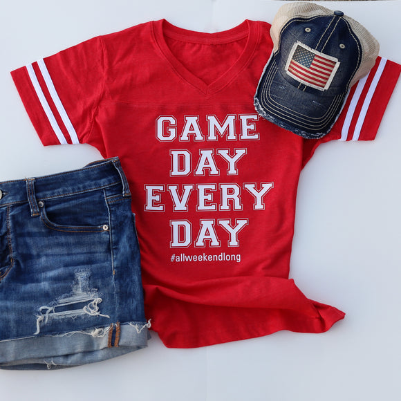 Game Day Every Day  Women's V-Neck Jersey